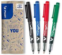 PILOT - 4 V-Sign Pen - Feutre d'Écriture - Noir, Bleu, Rouge, Vert | Encre Liquide - Tracé Fluide et Précis - Encre Lumineuse, Séchage Immédiat - Noir, Bleu, Rouge, Vert