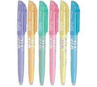Pilot 4136S6 Lot de 6 surligneurs FriXion Pastel Clair Rose/Jaune/Vert/Bleu/Violet/Orange