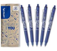 PILOT - 5 FriXion Ball Clicker - Stylo Effaçable Rétractable - Bleu | Encre Thermosensible - Grip Ergonomique - Rechargeable - Écriture Fluide, Propre, Sans Ratures - Bleu - Pointe Moy. 0,7mm