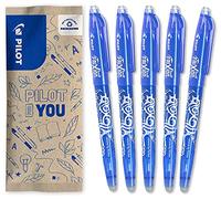 PILOT - 5 FriXion Ball - Stylo Effaçable Rechargeable - Bleu - Pointe Fine | Encre Thermosensible - Écriture Fluide, Propre, Sans Ratures - Bleu - Pointe Fine (0,5mm)