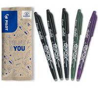 PILOT - 5 FriXion Ball - Stylo Effaçable Rechargeable - Noir, Vert, Violet | Encre Thermosensible - Écriture Fluide, Propre, Sans Ratures - 3 Noir, 1 Vert, 1 Violet - Pointe Moy. 0,7mm