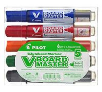 PILOT - 5 V-Board Master - Marqueur Tableau Blanc - Rechargeable | Effaçable à Sec - Encre Liquide, Couleurs Intenses - Noir, Bleu, Rouge, Vert, Orange - Pointe Moyenne