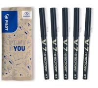PILOT - 5 V7 - Stylo Roller à Encre Liquide - Noir - Pointe Moyenne | Écriture Fluide, Précise et Légère - Séchage Rapide, Anti-Fuite - Noir - Tracé (0,4mm) - Pointe Moyenne (0,7mm)