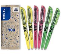 PILOT - 6 FriXion Light - Surligneur Effaçable - Couleurs Fluo | Encre Thermosensible - Notes Propres, Sans Ratures - 2 Jaune, 2 Rose, 2 Vert - Pointe Biseautée pour Fin ou Large