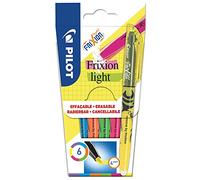 PILOT - 6 FriXion Light - Surligneur Effaçable - Couleurs Fluos | Encre Thermosensible - Notes Propres, Sans Ratures - Jaune, Rose, Vert, Bleu, Orange, Violet - Pointe Biseautée