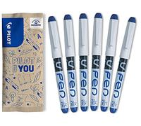 PILOT - 6 V-Pen - Stylo Plume - Encre Effaçable - Bleu | Plume en Acier Résistante - Écriture Douce et Fluide - Bleu - Pointe Moyenne