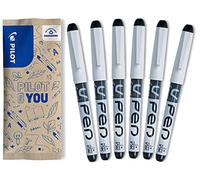 PILOT - 6 V-Pen - Stylo Plume - Encre Effaçable - Noir | Plume en Acier Résistante - Écriture Douce et Fluide - Noir - Pointe Moyenne