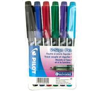 Pilot - 6 V-Sign Pen - Feutre d'écriture à Encre Liquide pour un Tracé Fluide - Séchage instantané - Noir/Bleu/Rouge/Vert/Violet/Turquoise - Pointe Moyenne