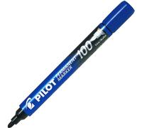 Marqueur pilot 100 permanent pointe ogive fine 1/4,5mm résiste à l'eau coloris bleu
