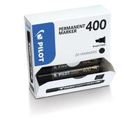 Pilot Pen – Marqueurs permanents 400 – Pointe biseautée 4,5 mm – Noirs – Pack 15 + 5 offerts
