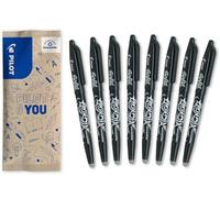 PILOT - 8 FriXion Ball - Stylo Effaçable Rechargeable - Noir | Encre Thermosensible - Écriture Fluide, Propre, Sans Ratures - Noir - Pointe Moyenne 0,7mm