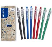 PILOT - 8 Stylos FriXion Ball Stick - Encre Gel Effaçable - 2 Noirs, 2 Bleus, 2 Rouges, 2 Verts - Le FriXion Économique à Pointe Moyenne - Pour Mettre Dans La Trousse d'école - Fourniture Scolaire