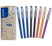 PILOT - 8 Stylos FriXion Ball Stick - Encre Gel Effaçable - 3 Bleus, 2 Noirs, 1 Corail, 1 Orange, 1 Violet - Le FriXion Économique Pointe Moyenne - Pour La Trousse d'école - Fourniture Scolaire