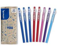 PILOT - 8 Stylos FriXion Ball Stick - Encre Gel Effaçable - 3 Bleus, 2 Rouges, 1 Rose, 1 Mauve, 1 Turquoise - Le FriXion Économique Pointe Moyenne - Pour La Trousse d'école - Fourniture Scolaire