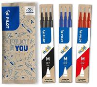 PILOT - 9 Recharges FriXion Ball - Effaçable - Noir, Bleu, Rouge | Encre Gel Effaçable - Compatible Stylos FriXion Ball et Ball Clicker - Noir, Bleu, Rouge - Pointe Moyenne (0,7mm)