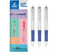 Pilot Acroball Lot de 3 stylos à bille rétractables Blanc pur - Gamme Begreen 79 % recyclé - Pointe moyenne de 1,0 mm - Idéal pour écrire, école, maison, révision, bureau (bleu)