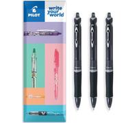 Pilot Acroball Lot de 3 stylos à bille rétractables - Gamme Begreen 79 % recyclé - Pointe moyenne de 1,0 mm - Idéal pour écrire, école, maison, révision, bureau (noir)