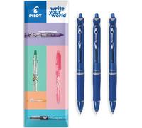 Pilot Acroball Lot de 3 stylos à bille rétractables - Gamme Begreen 79 % recyclé - Pointe moyenne de 1 mm - Idéal pour écrire, école, maison, révision, bureau (bleu)