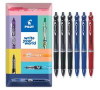 Pilot Acroball Lot de 6 stylos à bille rétractables - Gamme Begreen 79 % recyclé - Pointe moyenne de 1,0 mm - Idéal pour l'écriture, l'école, la maison, la révision, le bureau (mixte)