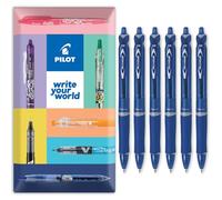 Pilot Acroball Lot de 6 stylos à bille rétractables - Gamme Begreen 79 % recyclé - Pointe moyenne de 1 mm - Idéal pour écrire, école, maison, révision, bureau (bleu)