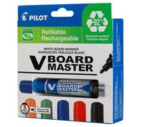 Pilot Begreen Marqueur pour tableaux blancs V Board Master Begreen - pointe fine 1,7 mm - pochette 5 couleurs assorties