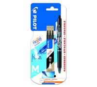 Pilot - Blister FriXion Ball Clicker 0.7 - Roller effaçable - Noir + 1 set de 3 recharges - Pointe moyenne
