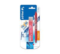 PILOT - Blister FriXion Ball Clicker 0.7 - Roller effaçable - Rouge + 1 set de 3 recharges - Pointe moyenne