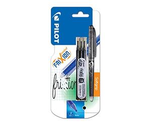 PILOT - Blister FriXion Point 0.5 - Roller effaçable - Noir + 1 set de 3 recharges - Pointe fine