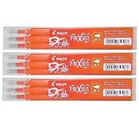 Pilot BLS-FR7 Lot de 3 paquets de 3 recharges pour stylos roller effaçables Frixion Orange