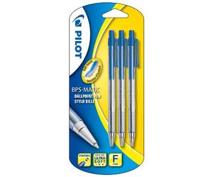 Pilot BPS Matic Blister de 3 Stylos à bille Pointe Fine Bleu