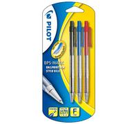 Pilot BPS Matic Blister de 3 Stylos à bille Pointe Fine Noir/Bleu/Rouge