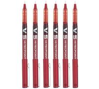 Pilot BX V5 Hi-Tecpoint Lot de 6 stylos Roller Extra Fins Pointe 0,5 mm Rouge Rouge