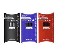 Pilot BXC V5/V7 Hi-Tecpoint Lot de 3 paquets de recharges d'encre 1 paquet noir, 1 paquet bleu et 1 paquet rouge