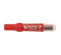 PILOT - Ecriture - Marqueur Permanent V-Super Color pointe biseautée moyen rouge