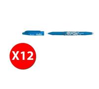 Pilot Frixion Ball 006664 - Rouleau Encreur Gel - Bleu Clair - Pointe Moyenne 0,7 Mm - Paquet De 12 Pcs