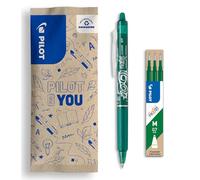 PILOT - FriXion Ball Clicker + 3 Recharges - Stylo Effaçable - Vert | Encre Thermosensible - Écriture Fluide, Propre, Sans Ratures - Rétractable et Rechargeable - Vert - Pointe Moyenne 0,7mm