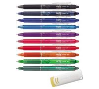 Pilot FriXion Ball Clicker (stylo à encre gel rétractable) - 0,7 mm - Lot de 10 couleurs assorties (toutes les 10 couleurs, clicker 0,7, avec Remover)