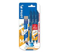 PILOT Frixion Ball FR7 Rollers effaçables Pointe Moyenne 0,7mm Blister de 3 Stylos roller + 3 recharges Encre Bleue