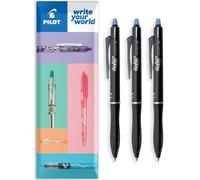 Pilot Frixion Ball Plus Stylo roller effaçable - Pointe moyenne 0,7 mm - Encre thermosensible effacement propre pour le bureau et l'école - Marquage de la poussière - Lot de 3 - Encre bleue
