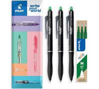 Pilot Frixion Ball Plus Stylo roller effaçable + recharges - Pointe moyenne 0,7 mm - Encre thermosensible effaçable propre pour bureau école - Pillow Lot de 3 stylos + 3 recharges - Encre verte