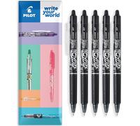 PILOT FriXion Clicker Lot de 5 stylos roller à friction fine effaçable Pointe rétractable 0,7 mm Largeur de trait 0,35 mm Emballage cadeau Noir