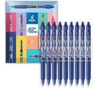 PILOT FriXion Clicker Lot de 9 stylos roller à friction effaçable Pointe rétractable Pointe rétractable 0,7 mm Largeur de trait 0,35 mm - Lot de 9 stylos dans une enveloppe cadeau - Encre bleue
