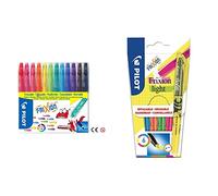 Pilot - FriXion Colors - Feutre - Set de 12 - Pointe Moyenne, Jaune, Orange, Rouge, Rose clair, Rose foncé, Violet, Bleu, Turquoise, etc. & Pochette de 6 FriXion Light - Surligneur - Pointe moyenne