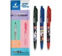 Pilot FriXion FR7 Ball Lot de 3 stylos roller effaçables à la chaleur et à friction - Édition limitée Naruto Shippuden - Pointe moyenne de 0,7 mm - Noir, bleu, rouge - Pillow