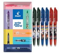 Pilot FriXion FR7 Ball Lot de 6 stylos roller effaçables à la chaleur et à friction - Édition limitée Naruto Shippuden - Pointe moyenne de 0,7 mm - Noir, bleu, rouge - Oreiller