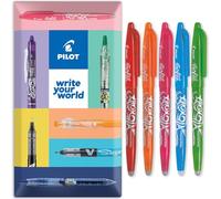 Pilot Frixion FR7 Lot de 5 stylos roller effaçables à la chaleur/friction Pointe moyenne 0,7 mm Rouge/orange/rose/bleu clair et vert citron, FR7-5BRIGHT