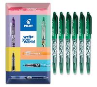 PILOT Frixion FR7 Lot de 6 stylos roller effaçables à la chaleur et à friction Pointe moyenne 0,7 mm Emballage cadeau Vert