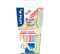 PILOT FriXion Light Natural - 1 Etui de 6 Surligneurs Effaçables Naturels Rose, Jaune, Violet, Bleu, Orange, Vert