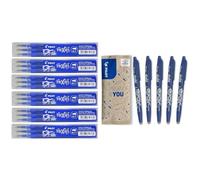 Pilot Frixion Lot de 6 paquets de mines de rechange effaçables pour stylo à bille BLS-Fr7 Bleu 0,7mm & 5 FriXion Ball - Encre Gel Effaçable - Stylo Roller Rechargeable et Ergonomique - Bleu