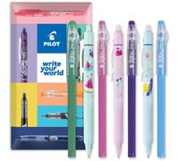 PILOT FriXion Lot de 7 stylos effaçables à clicker et bâtons à bille | Vert doux, rose et bleu, encre effaçable thermosensible, écriture lisse au quotidien pour la maison et le bureau